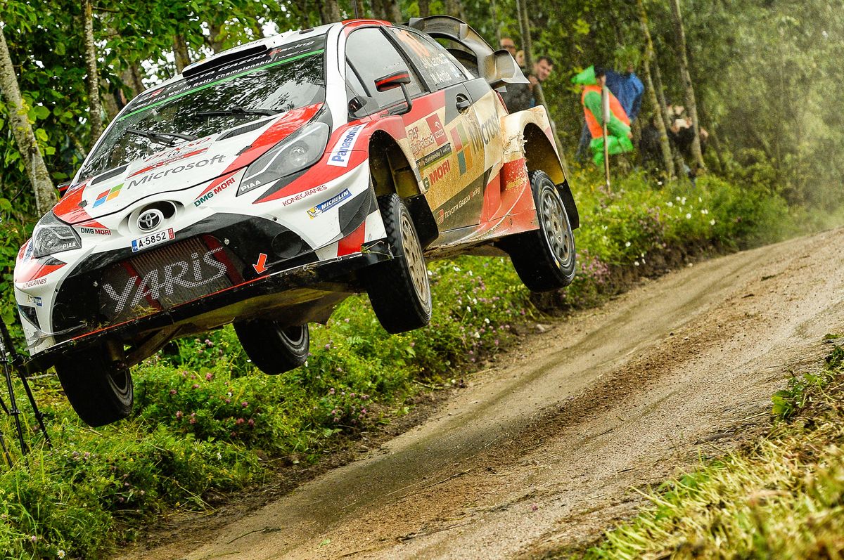 WRC -  Toyota in the lead battle with Latvala in slippery conditions