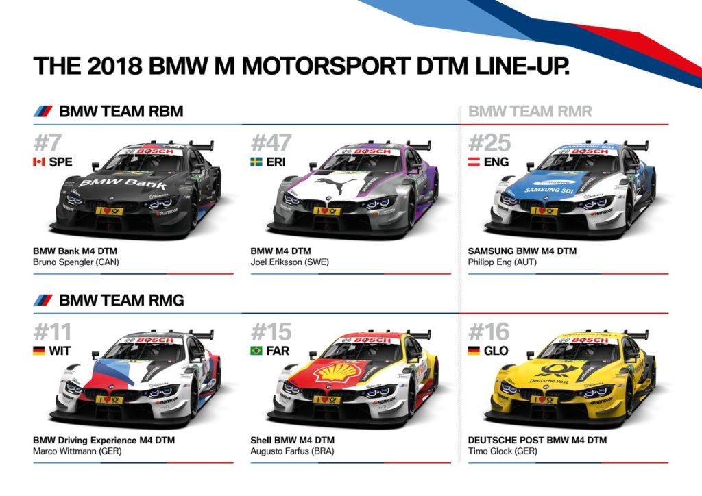 DTM - Attractive six-pack: Car designs for the six BMW M4 DTMs have been confirmed for the 2018 season