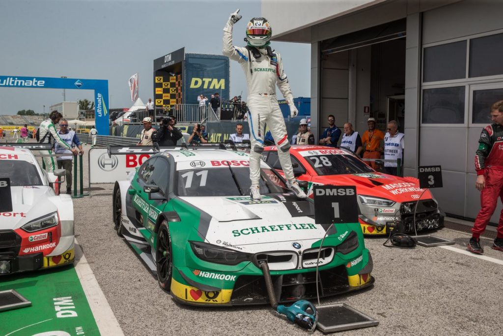 Marco Wittmann wins race five of the DTM season from last place on the grid